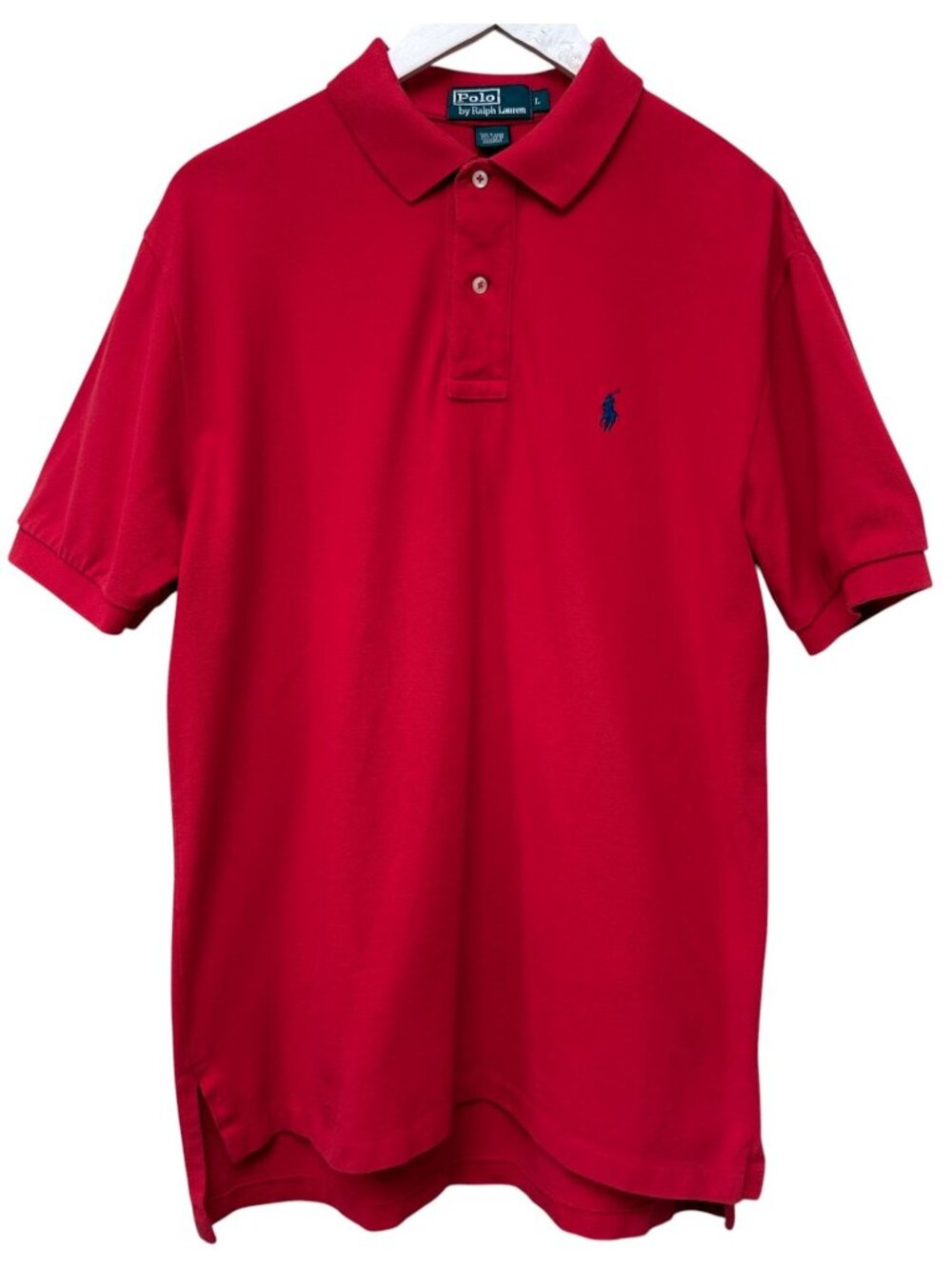 POLO Ralph Lauren Men's Polo Shirt Large Red Cotton Golf Preppy Pony Logo